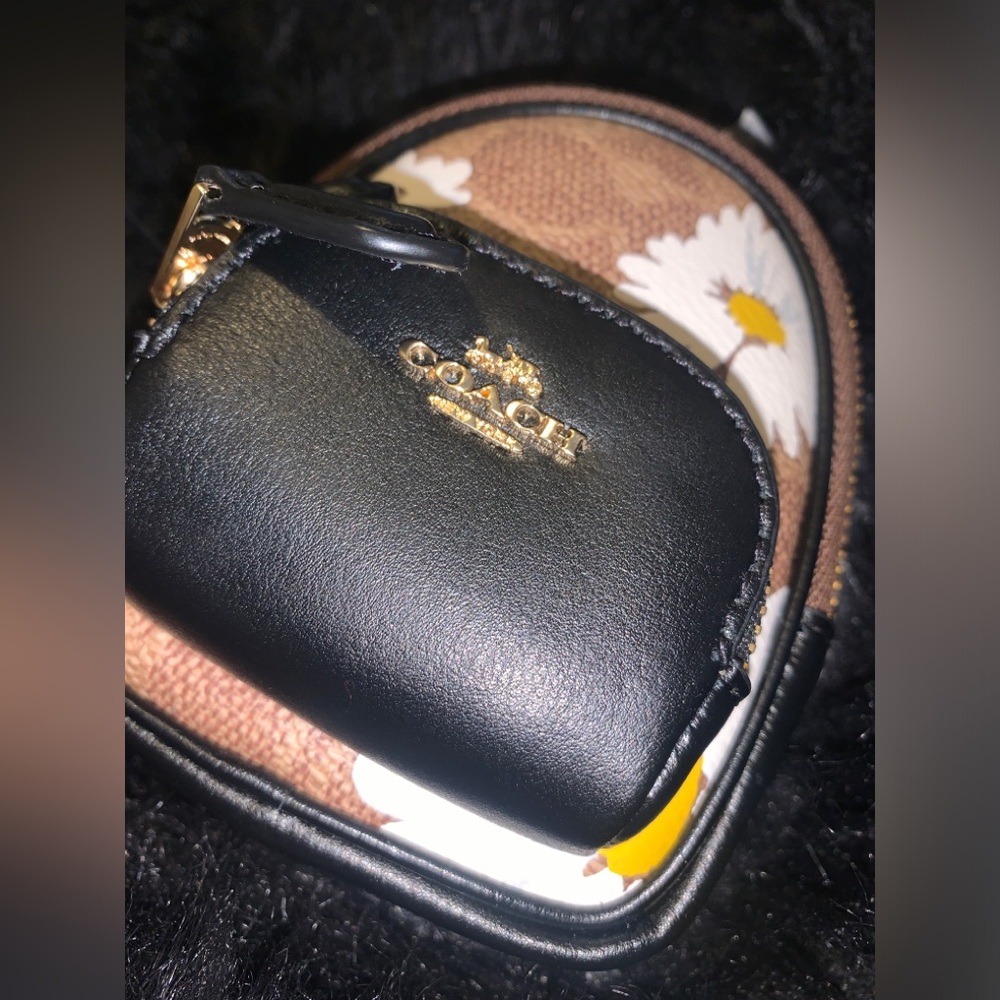 Coach Black and Brown Floral Charm Mini Backpack - Picture 3 of 8
